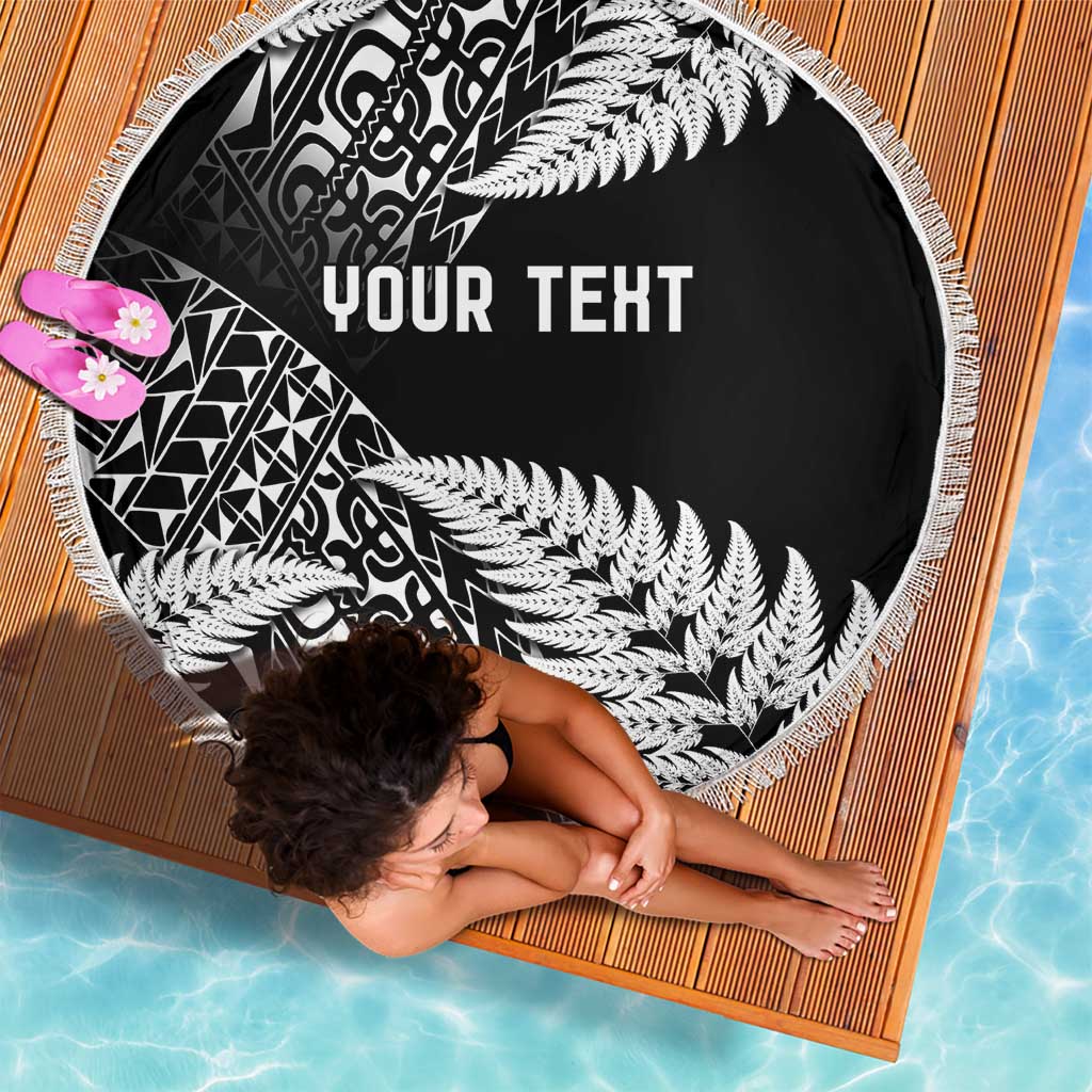 New Zealand Rugby Pacific Personalised Beach Blanket All Black Maori Pasifika Fern Pattern