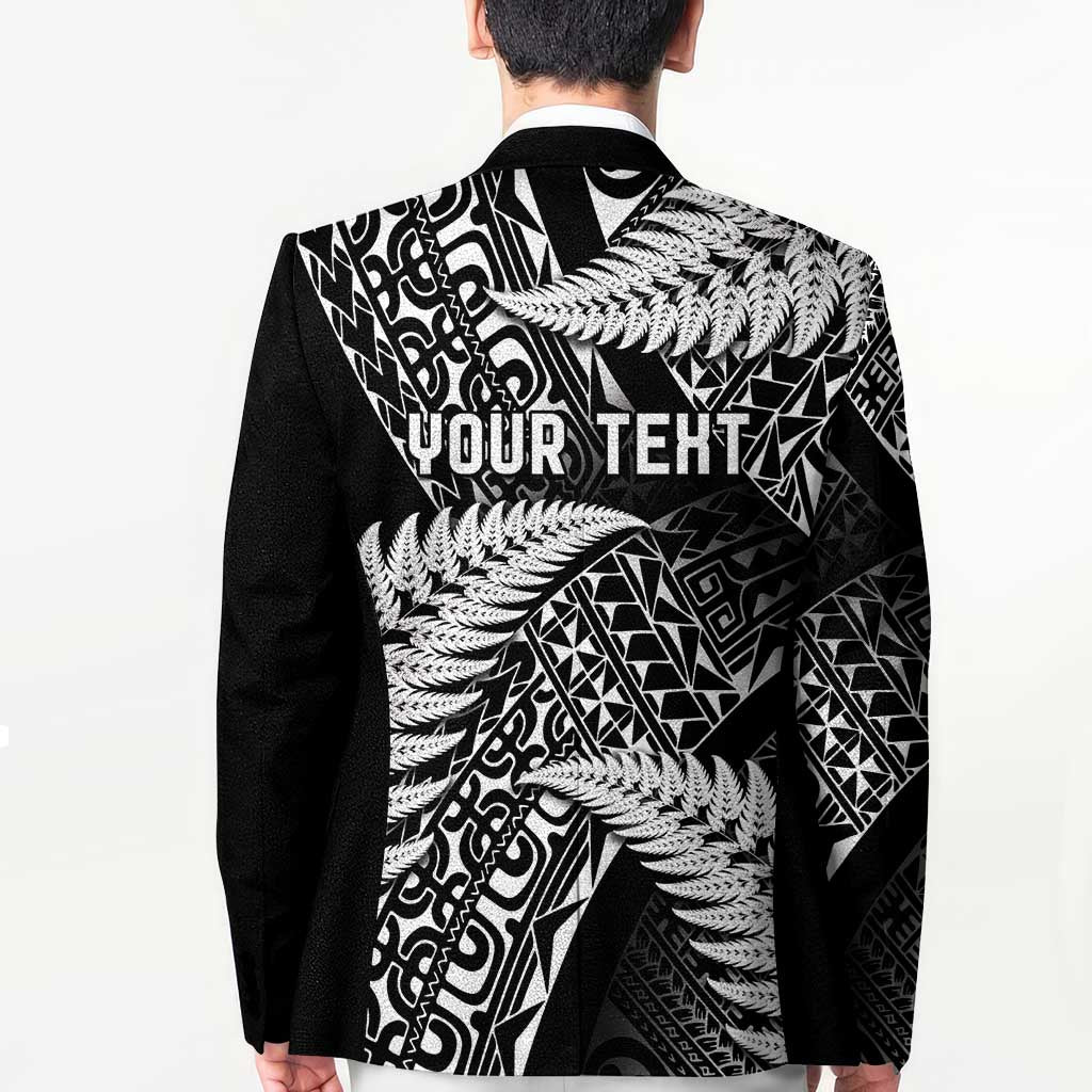 New Zealand Rugby Pacific Personalised Blazer All Black Maori Pasifika Fern Pattern - Polynesian Pride