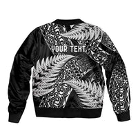 New Zealand Rugby Pacific Personalised Bomber Jacket All Black Maori Pasifika Fern Pattern