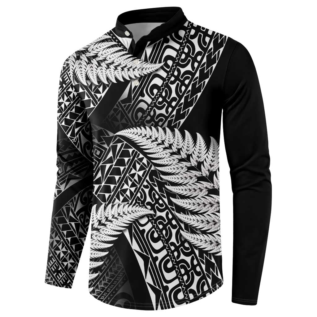 New Zealand Rugby Pacific Personalised Button Sweatshirt All Black Maori Pasifika Fern Pattern