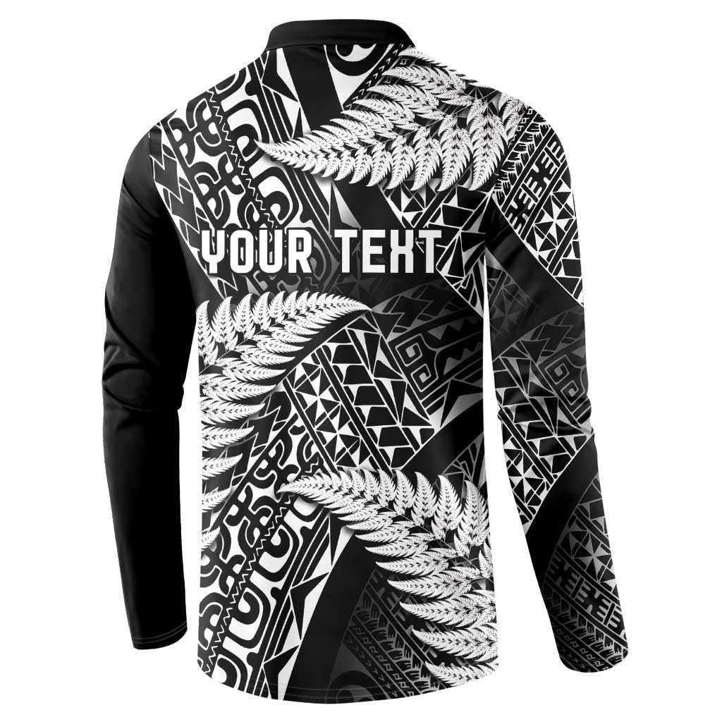 New Zealand Rugby Pacific Personalised Button Sweatshirt All Black Maori Pasifika Fern Pattern