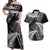 New Zealand Rugby Pacific Personalised Couples Matching Off Shoulder Maxi Dress and Hawaiian Shirt All Black Maori Pasifika Fern Pattern