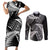 New Zealand Rugby Pacific Personalised Couples Matching Short Sleeve Bodycon Dress and Long Sleeve Button Shirt All Black Maori Pasifika Fern Pattern