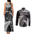 New Zealand Rugby Pacific Personalised Couples Matching Tank Maxi Dress and Long Sleeve Button Shirt All Black Maori Pasifika Fern Pattern