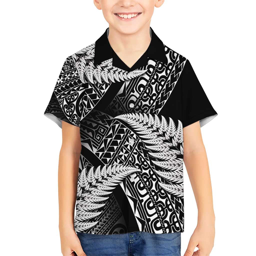 New Zealand Rugby Pacific Personalised Kid Hawaiian Shirt All Black Maori Pasifika Fern Pattern