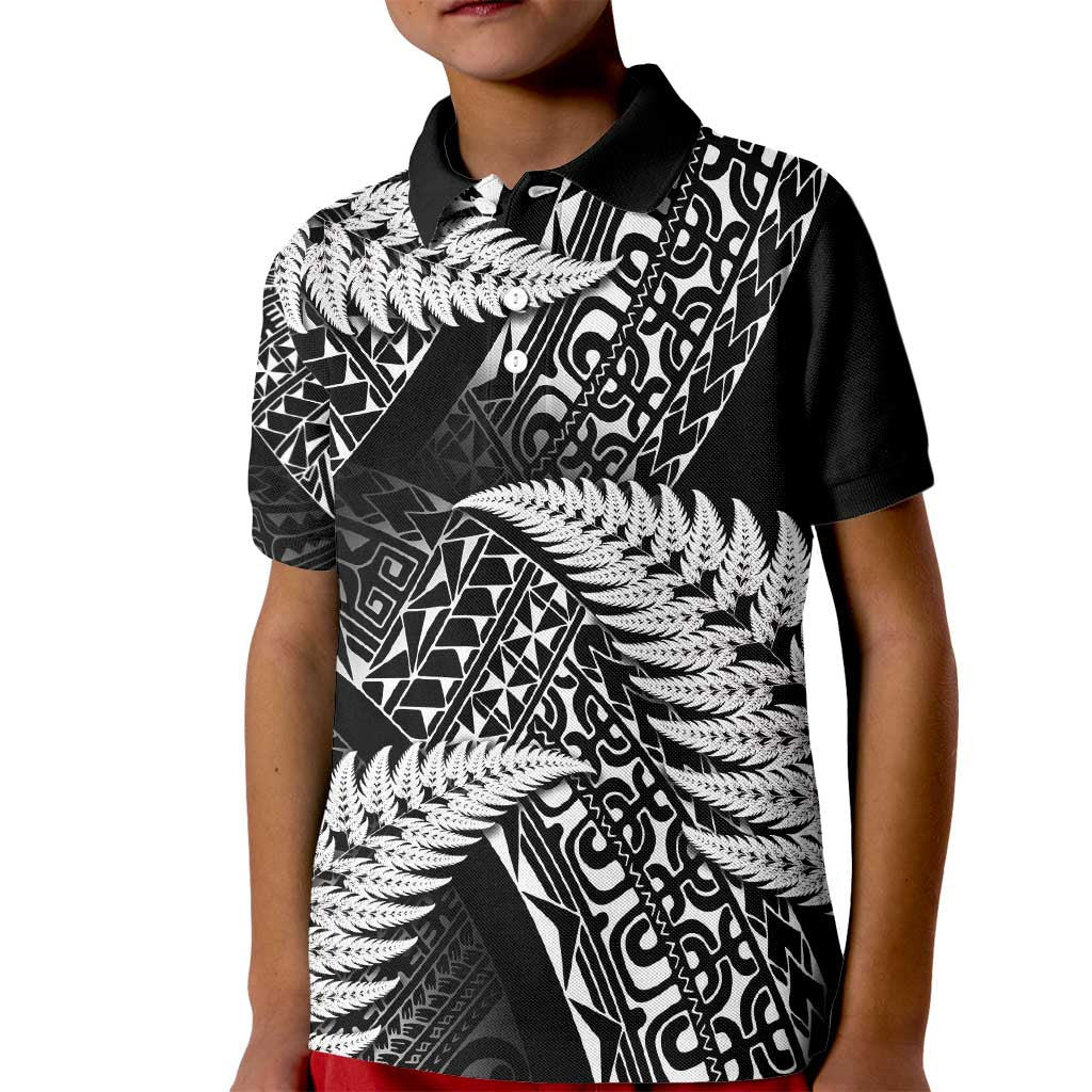 New Zealand Rugby Pacific Personalised Kid Polo Shirt All Black Maori Pasifika Fern Pattern