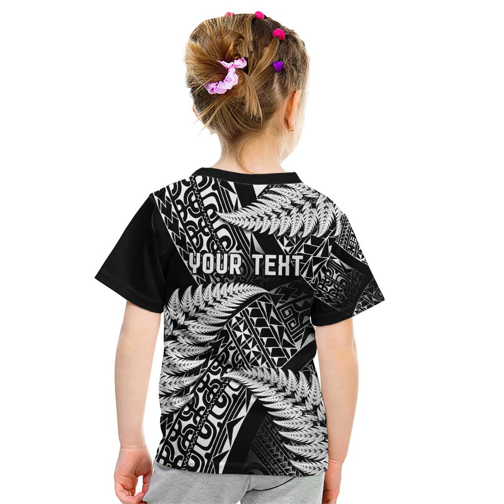New Zealand Rugby Pacific Personalised Kid T Shirt All Black Maori Pasifika Fern Pattern