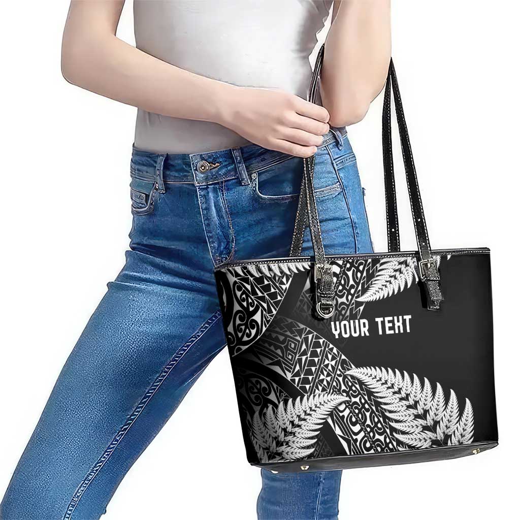 New Zealand Rugby Pacific Personalised Leather Tote Bag All Black Maori Pasifika Fern Pattern