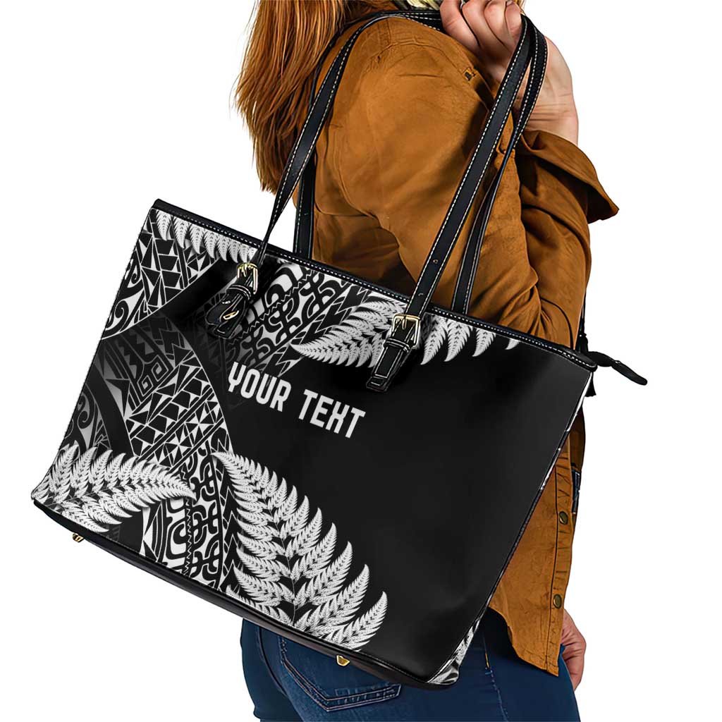 New Zealand Rugby Pacific Personalised Leather Tote Bag All Black Maori Pasifika Fern Pattern