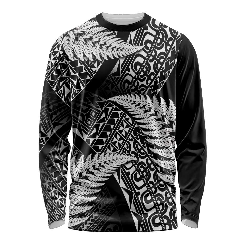New Zealand Rugby Pacific Personalised Long Sleeve Shirt All Black Maori Pasifika Fern Pattern