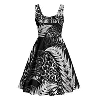 New Zealand Rugby Pacific Personalised Midi Dress All Black Maori Pasifika Fern Pattern - Polynesian Pride