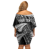 New Zealand Rugby Pacific Personalised Off Shoulder Short Dress All Black Maori Pasifika Fern Pattern
