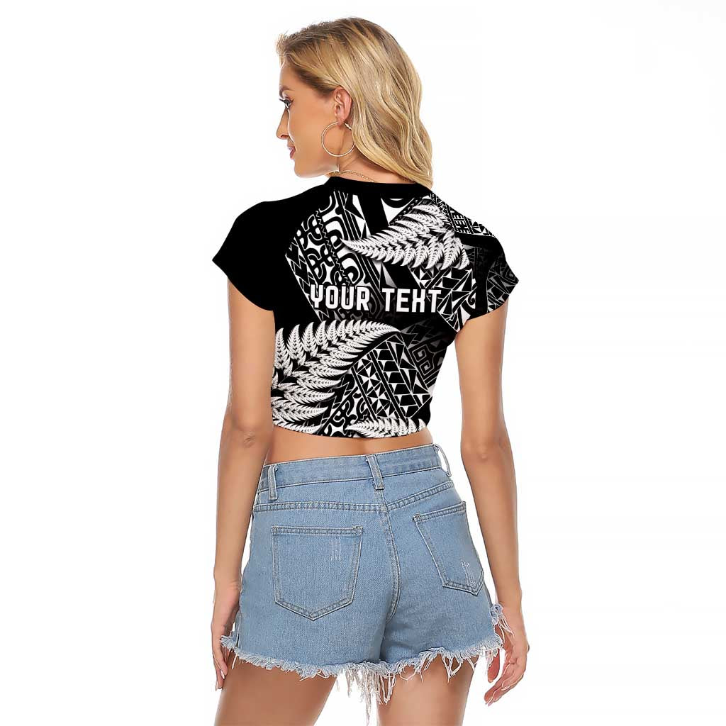 New Zealand Rugby Pacific Personalised Raglan Cropped T Shirt All Black Maori Pasifika Fern Pattern