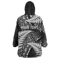 New Zealand Rugby Pacific Personalised Wearable Blanket Hoodie All Black Maori Pasifika Fern Pattern