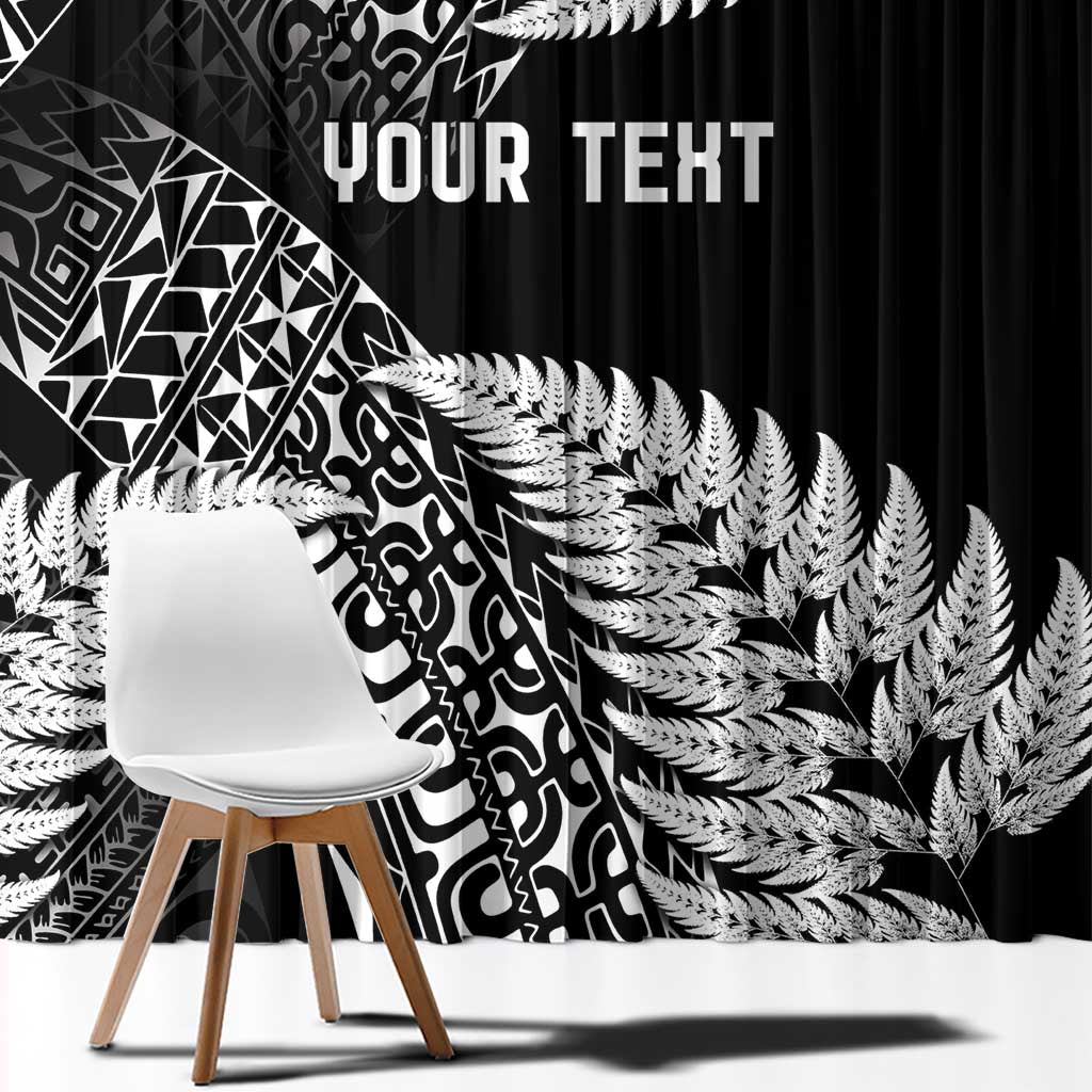New Zealand Rugby Pacific Personalised Window Curtain All Black Maori Pasifika Fern Pattern