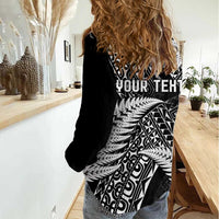 New Zealand Rugby Pacific Personalised Women Casual Shirt All Black Maori Pasifika Fern Pattern