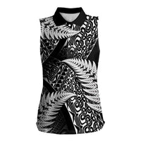 New Zealand Rugby Pacific Personalised Women Sleeveless Polo Shirt All Black Maori Pasifika Fern Pattern