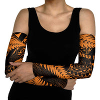 New Zealand Rugby Pacific Personalised Arm Sleeves All Gold Maori Pasifika Fern Pattern - Polynesian Pride