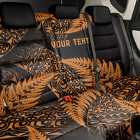 New Zealand Rugby Pacific Personalised Back Car Seat Cover All Gold Maori Pasifika Fern Pattern