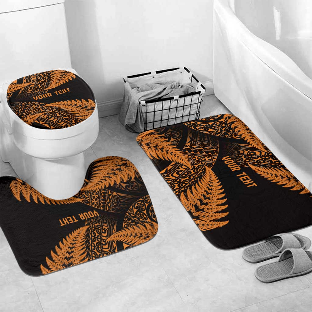 New Zealand Rugby Pacific Personalised Bathroom Set All Gold Maori Pasifika Fern Pattern - Polynesian Pride