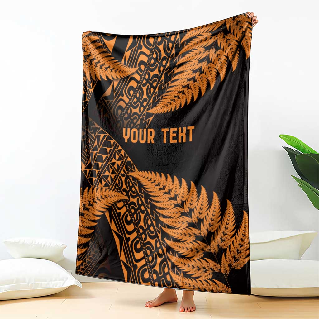 New Zealand Rugby Pacific Personalised Blanket All Gold Maori Pasifika Fern Pattern