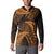 New Zealand Rugby Pacific Personalised Button Sweatshirt All Gold Maori Pasifika Fern Pattern