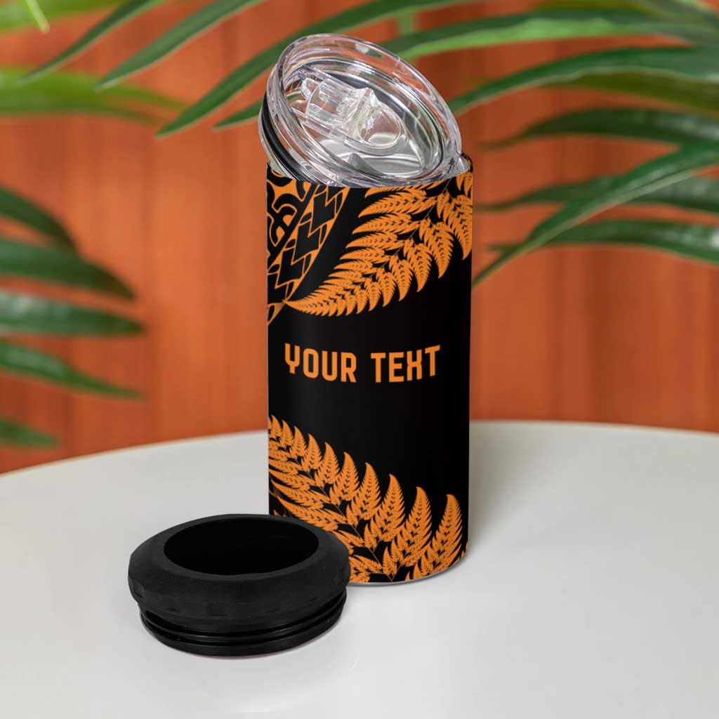 New Zealand Rugby Pacific Personalised 4 in 1 Can Cooler Tumbler All Gold Maori Pasifika Fern Pattern