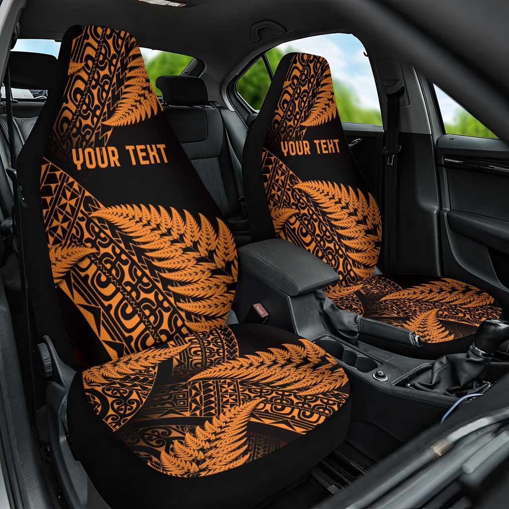 New Zealand Rugby Pacific Personalised Car Seat Cover All Gold Maori Pasifika Fern Pattern