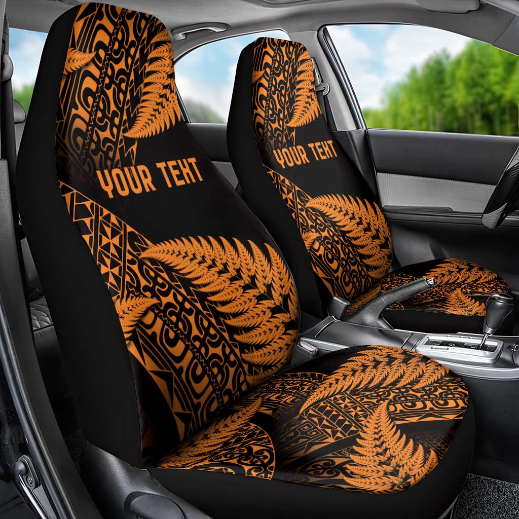 New Zealand Rugby Pacific Personalised Car Seat Cover All Gold Maori Pasifika Fern Pattern