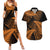New Zealand Rugby Pacific Personalised Couples Matching Summer Maxi Dress and Hawaiian Shirt All Gold Maori Pasifika Fern Pattern