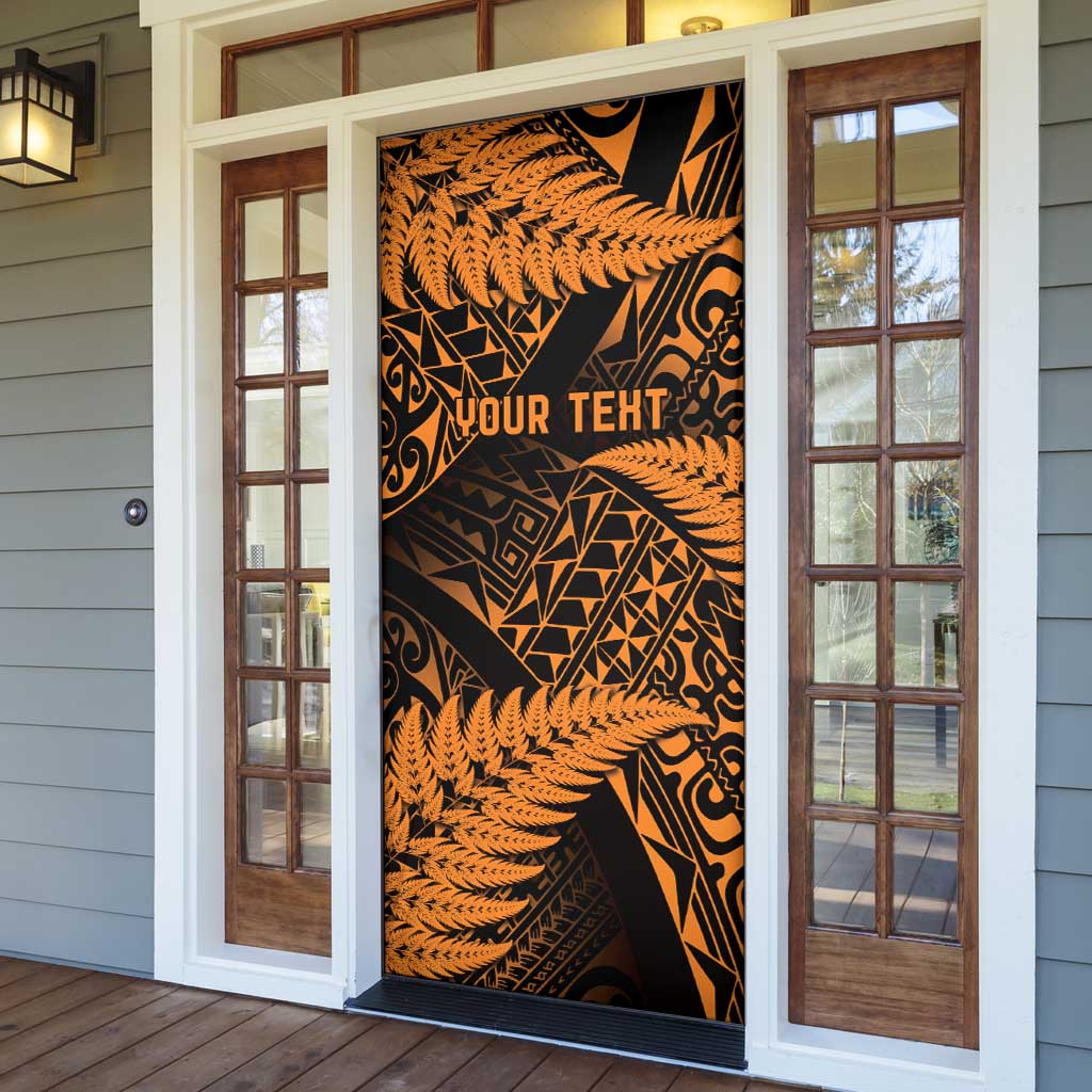 New Zealand Rugby Pacific Personalised Door Cover All Gold Maori Pasifika Fern Pattern - Polynesian Pride