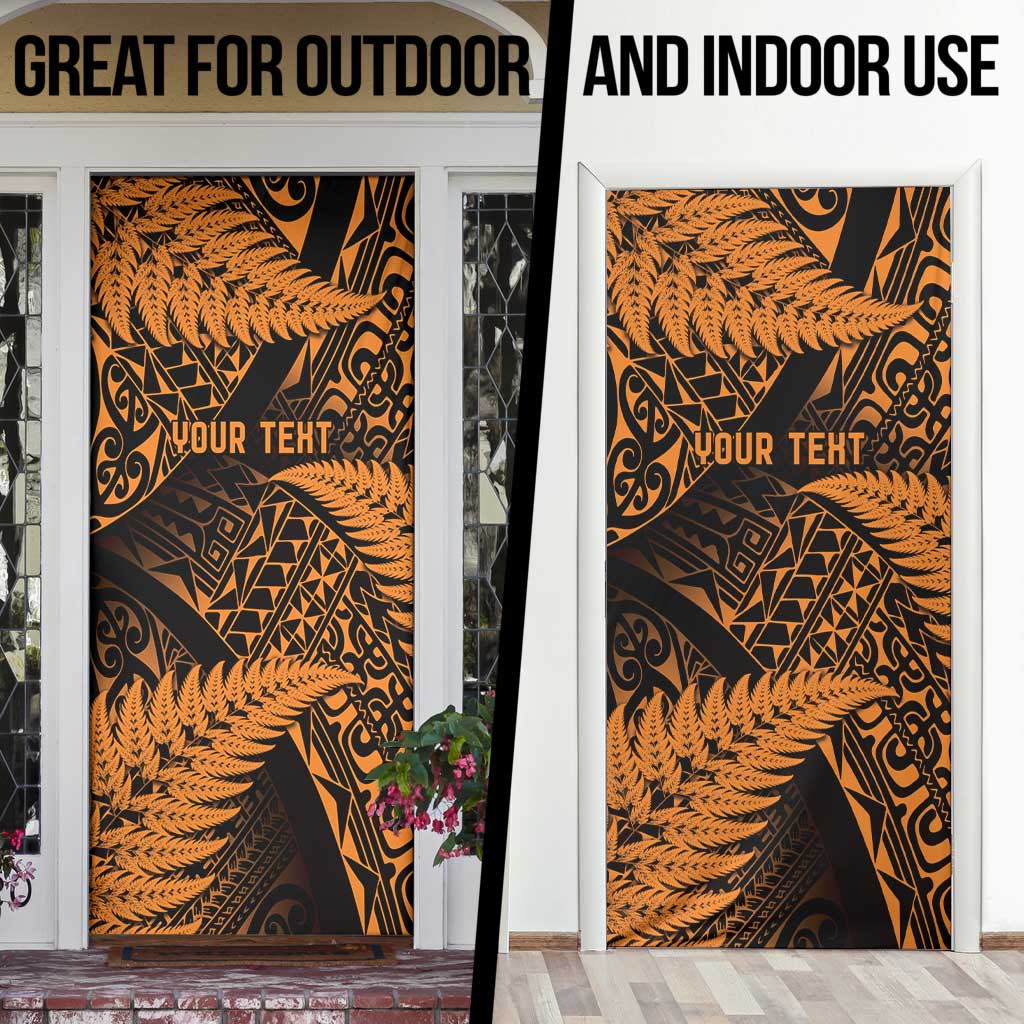New Zealand Rugby Pacific Personalised Door Cover All Gold Maori Pasifika Fern Pattern - Polynesian Pride