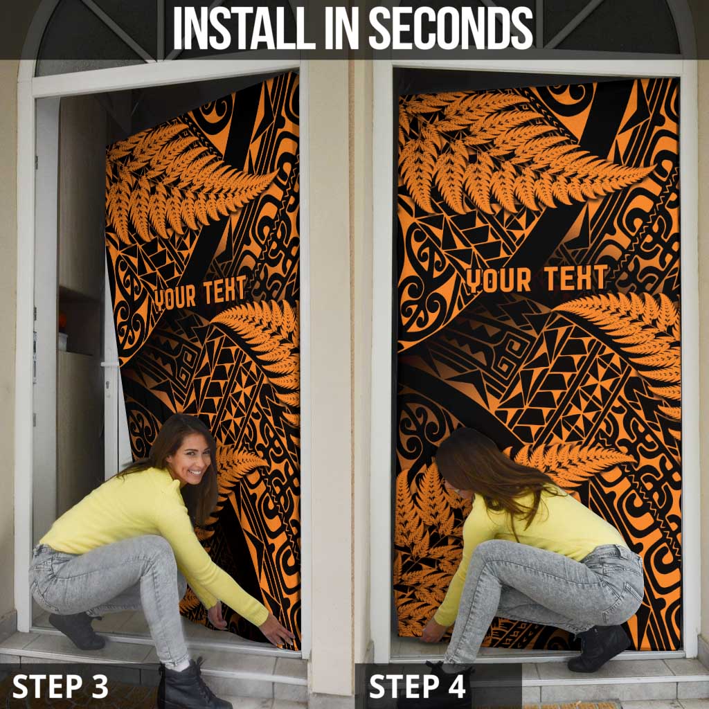 New Zealand Rugby Pacific Personalised Door Cover All Gold Maori Pasifika Fern Pattern - Polynesian Pride