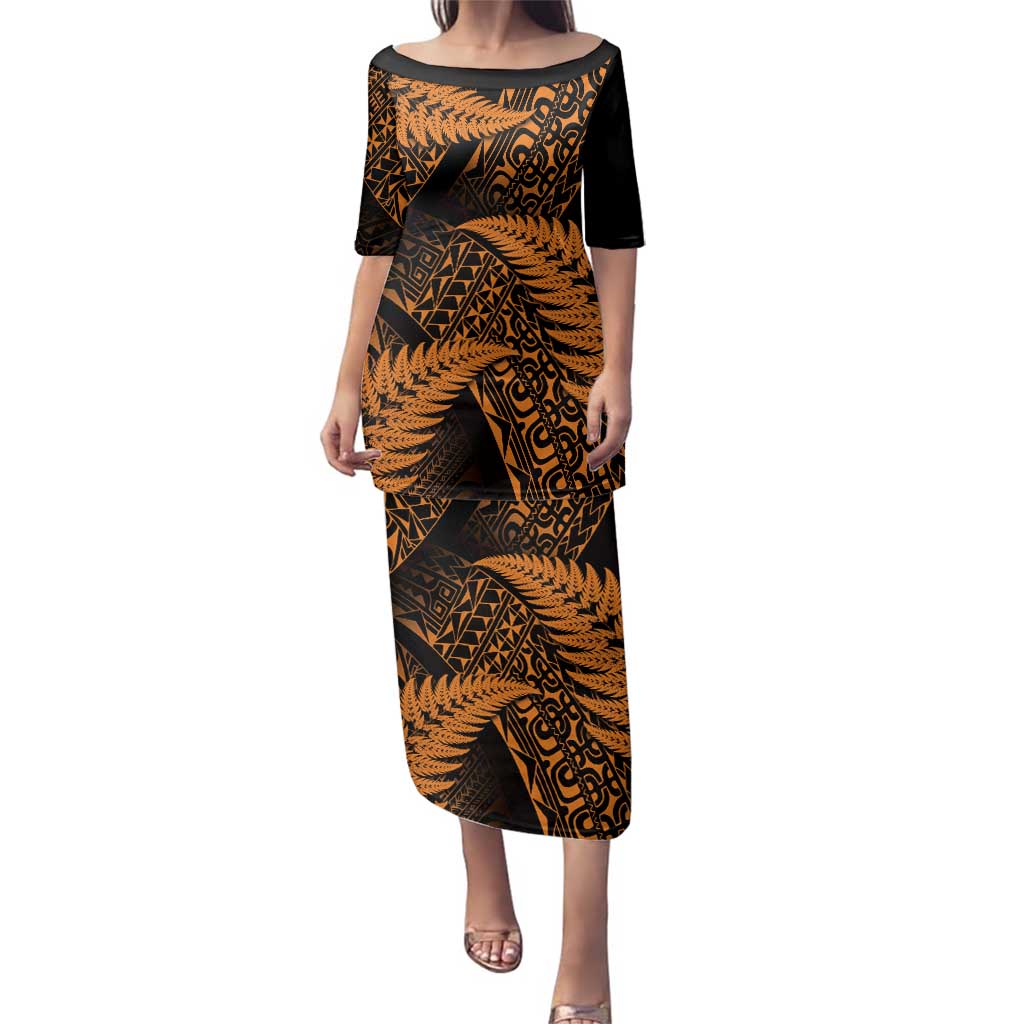 New Zealand Rugby Pacific Personalised Family Matching Puletasi and Hawaiian Shirt All Gold Maori Pasifika Fern Pattern