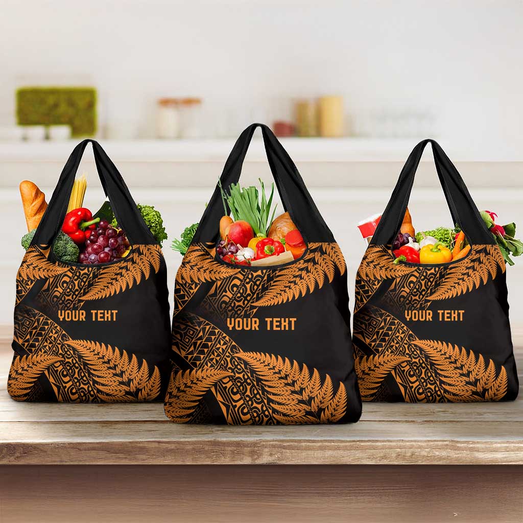 New Zealand Rugby Pacific Personalised Grocery Bag All Gold Maori Pasifika Fern Pattern