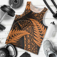New Zealand Rugby Pacific Personalised Men Tank Top All Gold Maori Pasifika Fern Pattern