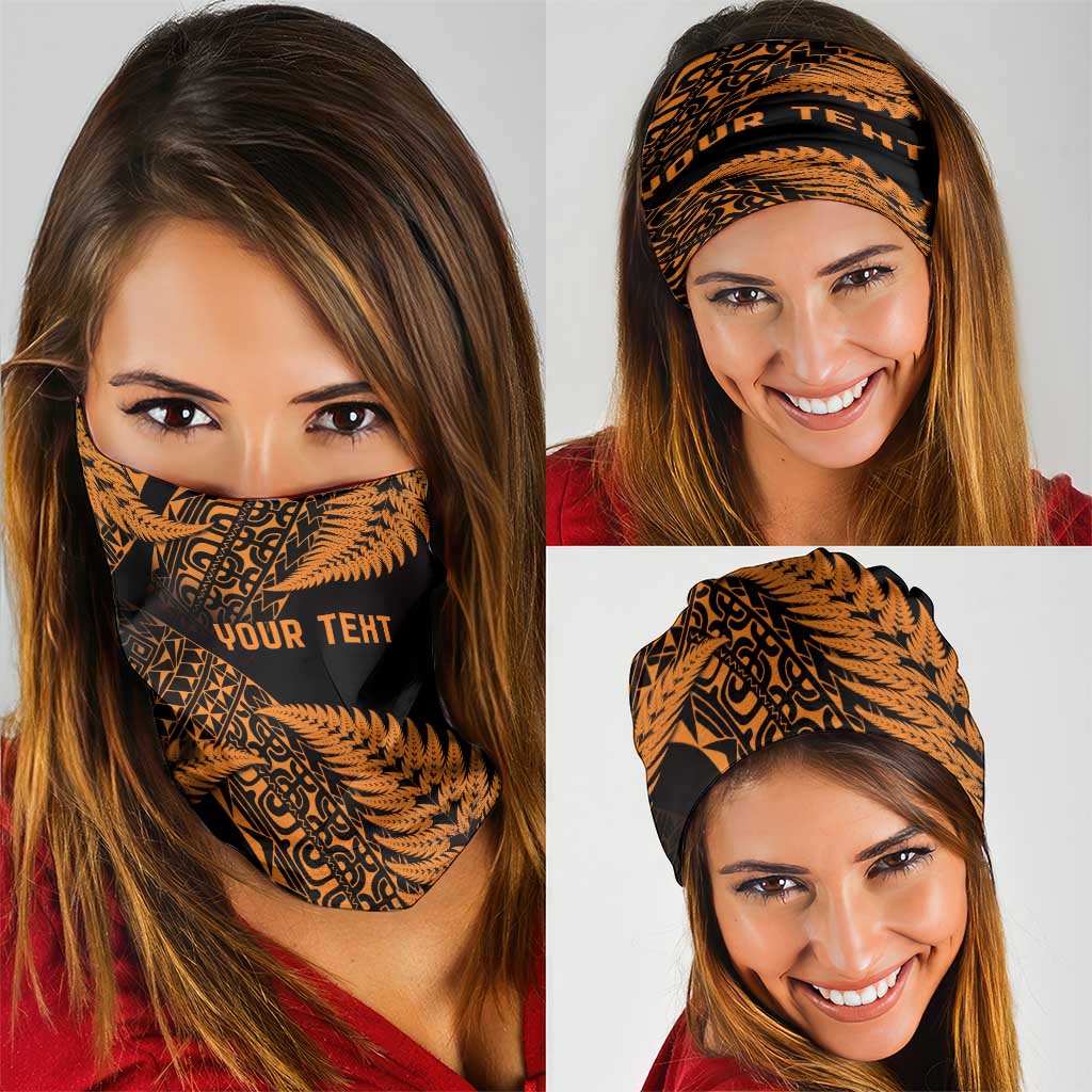 New Zealand Rugby Pacific Personalised Neck Gaiter All Gold Maori Pasifika Fern Pattern - Polynesian Pride