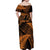 New Zealand Rugby Pacific Personalised Off Shoulder Maxi Dress All Gold Maori Pasifika Fern Pattern