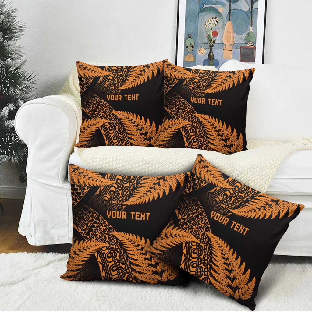New Zealand Rugby Pacific Personalised Pillow Cover All Gold Maori Pasifika Fern Pattern - Polynesian Pride