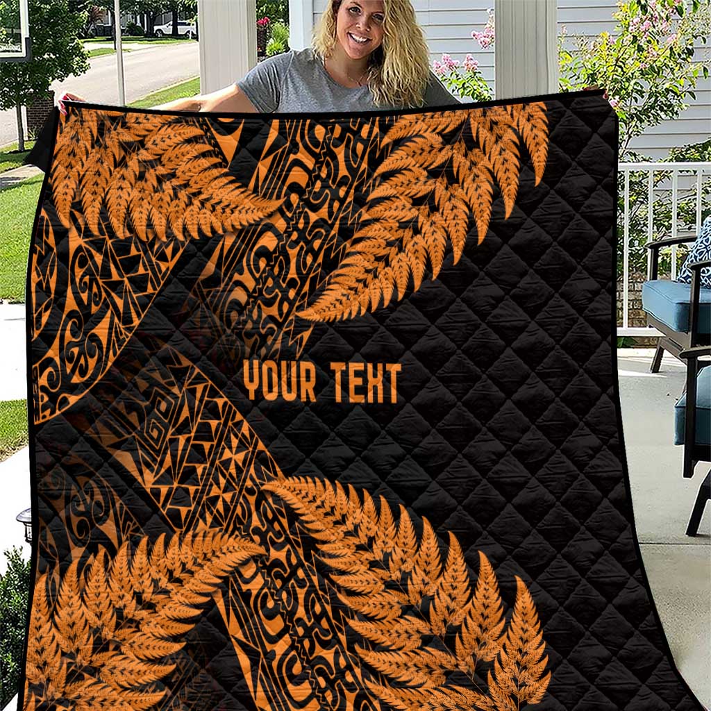 New Zealand Rugby Pacific Personalised Quilt All Gold Maori Pasifika Fern Pattern