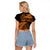 New Zealand Rugby Pacific Personalised Raglan Cropped T Shirt All Gold Maori Pasifika Fern Pattern