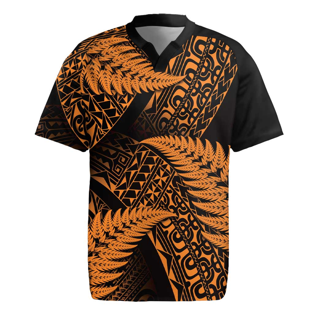 New Zealand Rugby Pacific Personalised Rugby Jersey All Gold Maori Pasifika Fern Pattern
