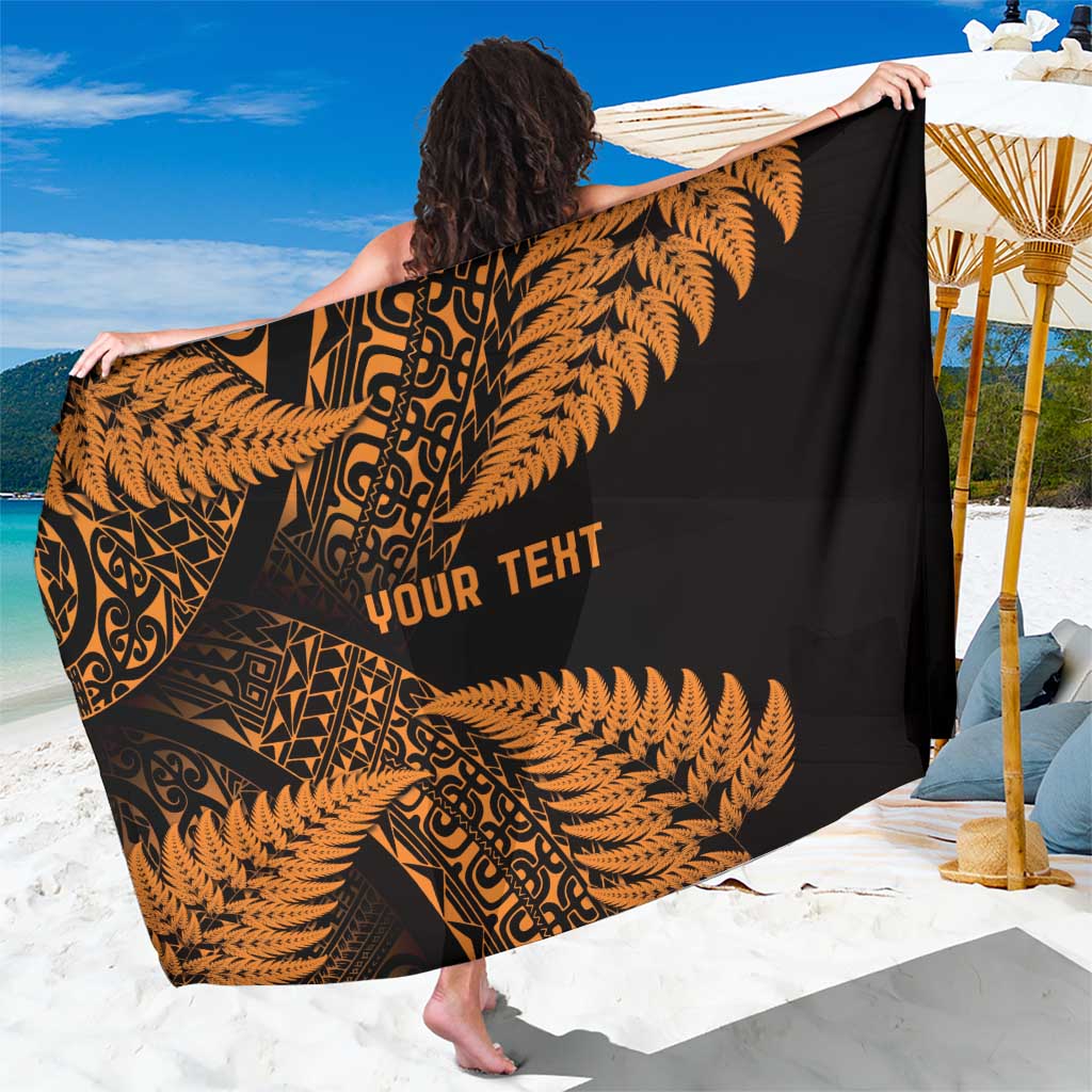 New Zealand Rugby Pacific Personalised Sarong All Gold Maori Pasifika Fern Pattern