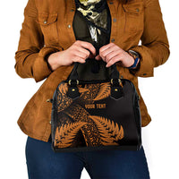 New Zealand Rugby Pacific Personalised Shoulder Handbag All Gold Maori Pasifika Fern Pattern