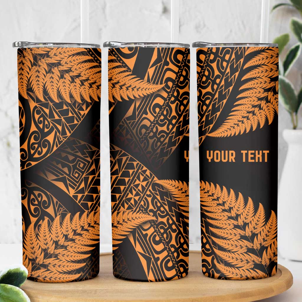 New Zealand Rugby Pacific Personalised Skinny Tumbler All Gold Maori Pasifika Fern Pattern