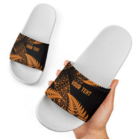 New Zealand Rugby Pacific Personalised Slide Sandals All Gold Maori Pasifika Fern Pattern - Polynesian Pride