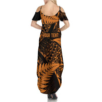 New Zealand Rugby Pacific Personalised Summer Maxi Dress All Gold Maori Pasifika Fern Pattern