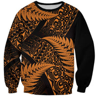 New Zealand Rugby Pacific Personalised Sweatshirt All Gold Maori Pasifika Fern Pattern