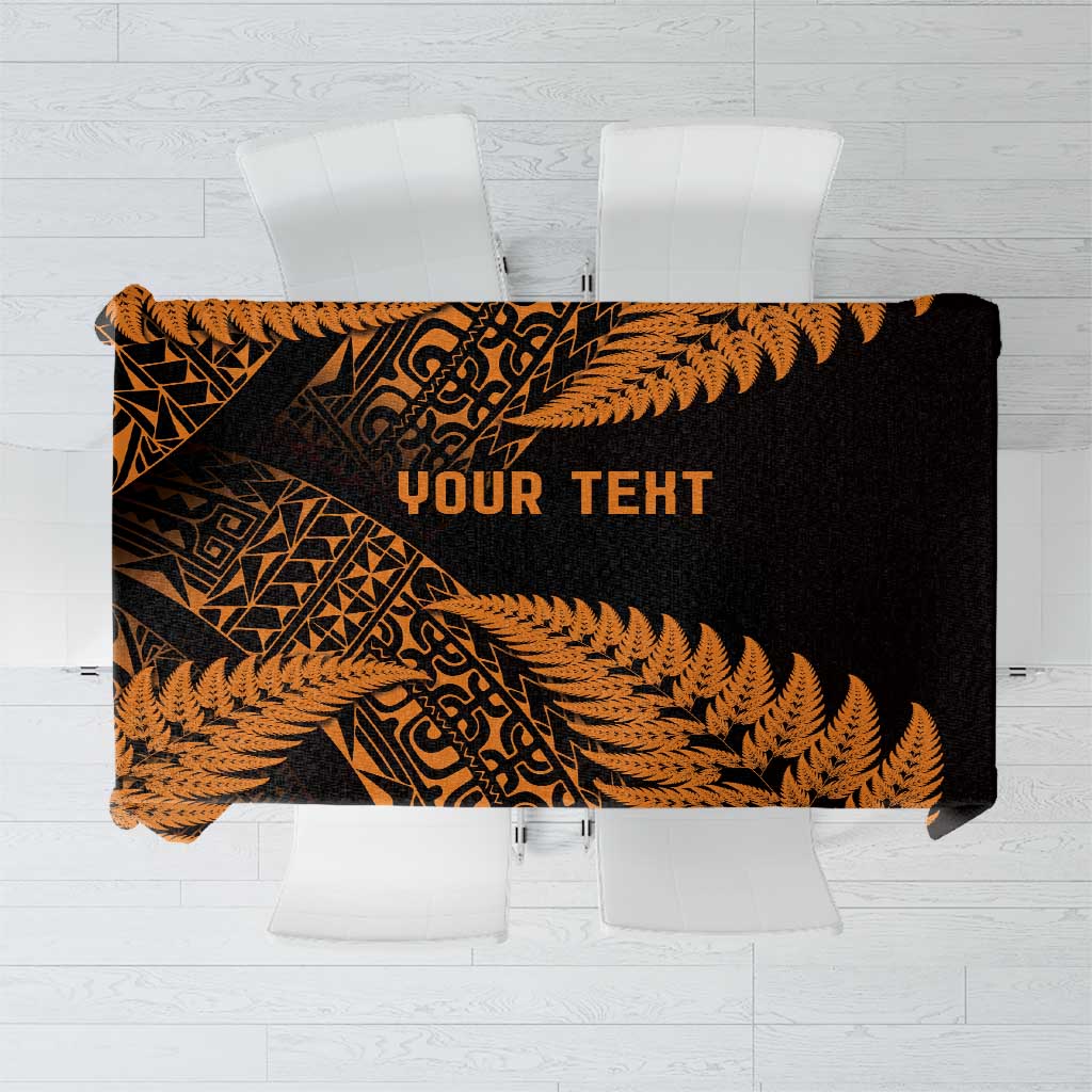 New Zealand Rugby Pacific Personalised Tablecloth All Gold Maori Pasifika Fern Pattern