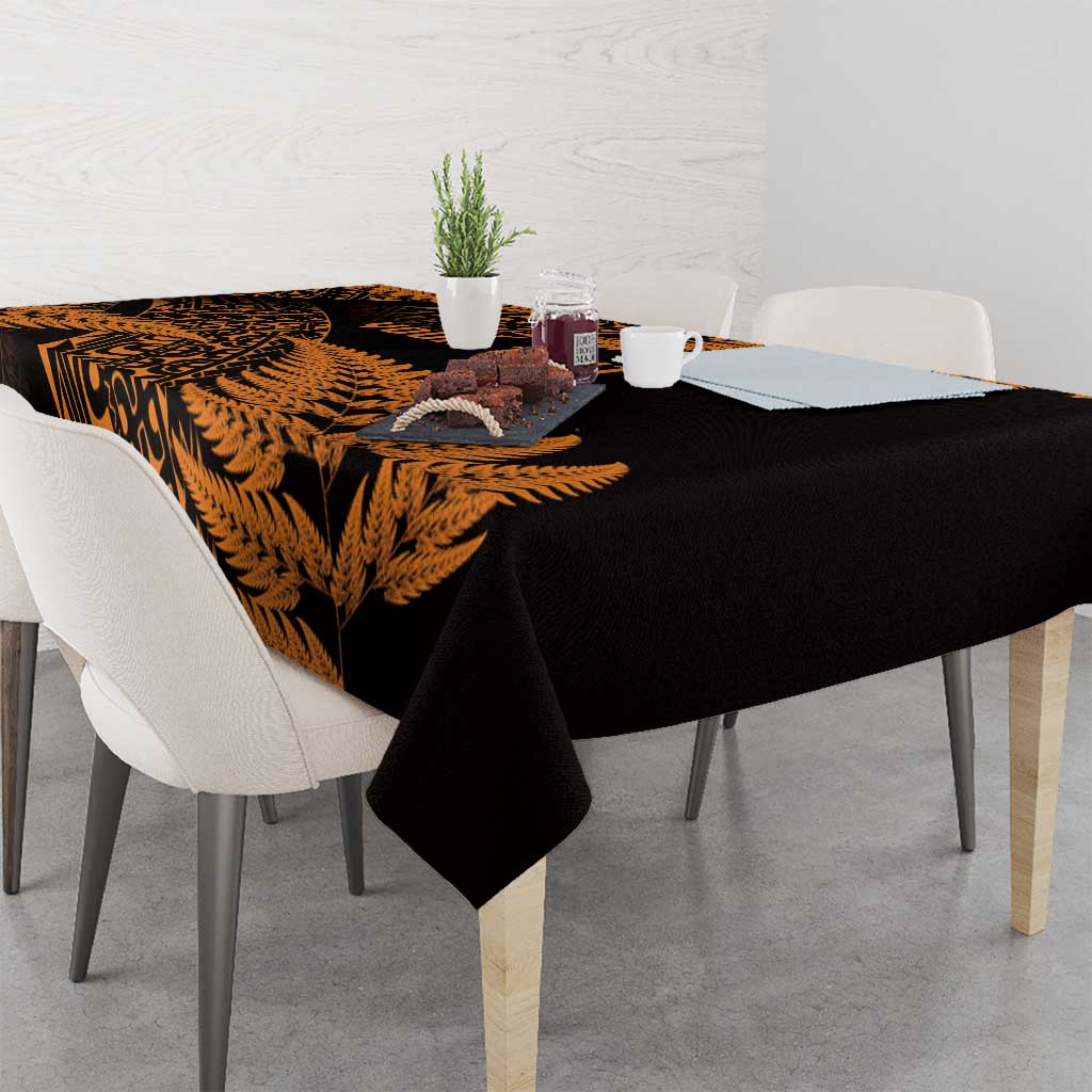 New Zealand Rugby Pacific Personalised Tablecloth All Gold Maori Pasifika Fern Pattern